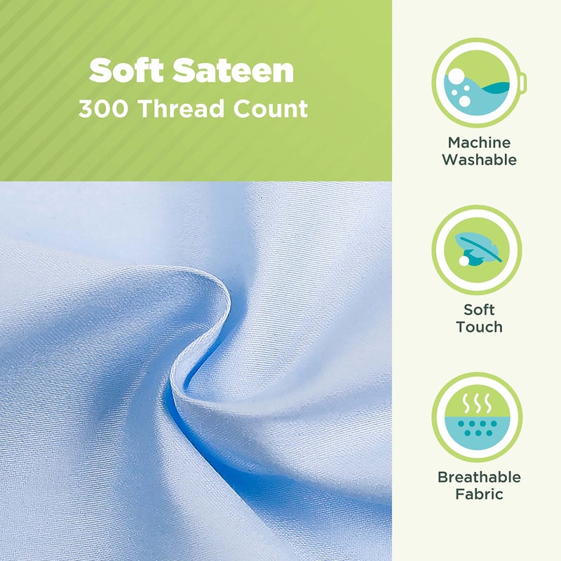 Bean Products Cotton Neck Roll Pillowcase - Hypoallergenic and Smooth Natural Fabric Pillow Protector - Soft and Breathable Sateen Weave Pillow Cover with Enclosed Sleeve Design - Made in USA - Blue, 6" x 16" - Image 3